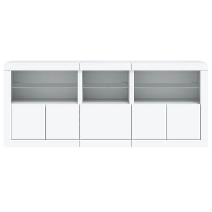 Skjenk Hvit med LED-lys 162x37x67 cm