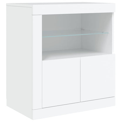 Skjenk Hvit med LED-lys 162x37x67 cm