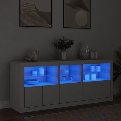 Skjenk Hvit med LED-lys 162x37x67 cm