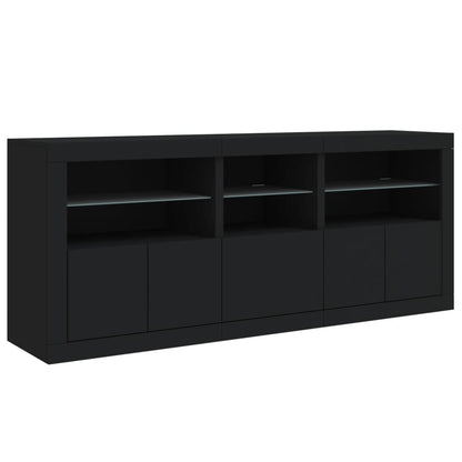 Skjenk Svart med LED-lys 162x37x67 cm