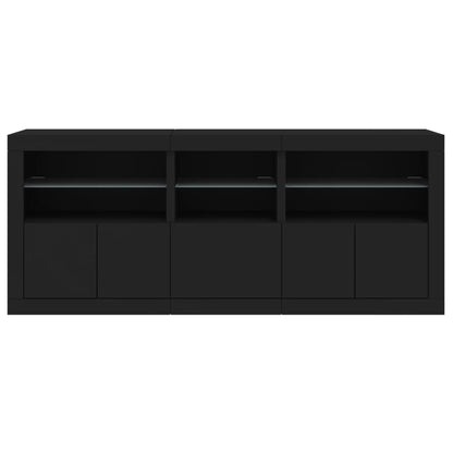 Skjenk Svart med LED-lys 162x37x67 cm