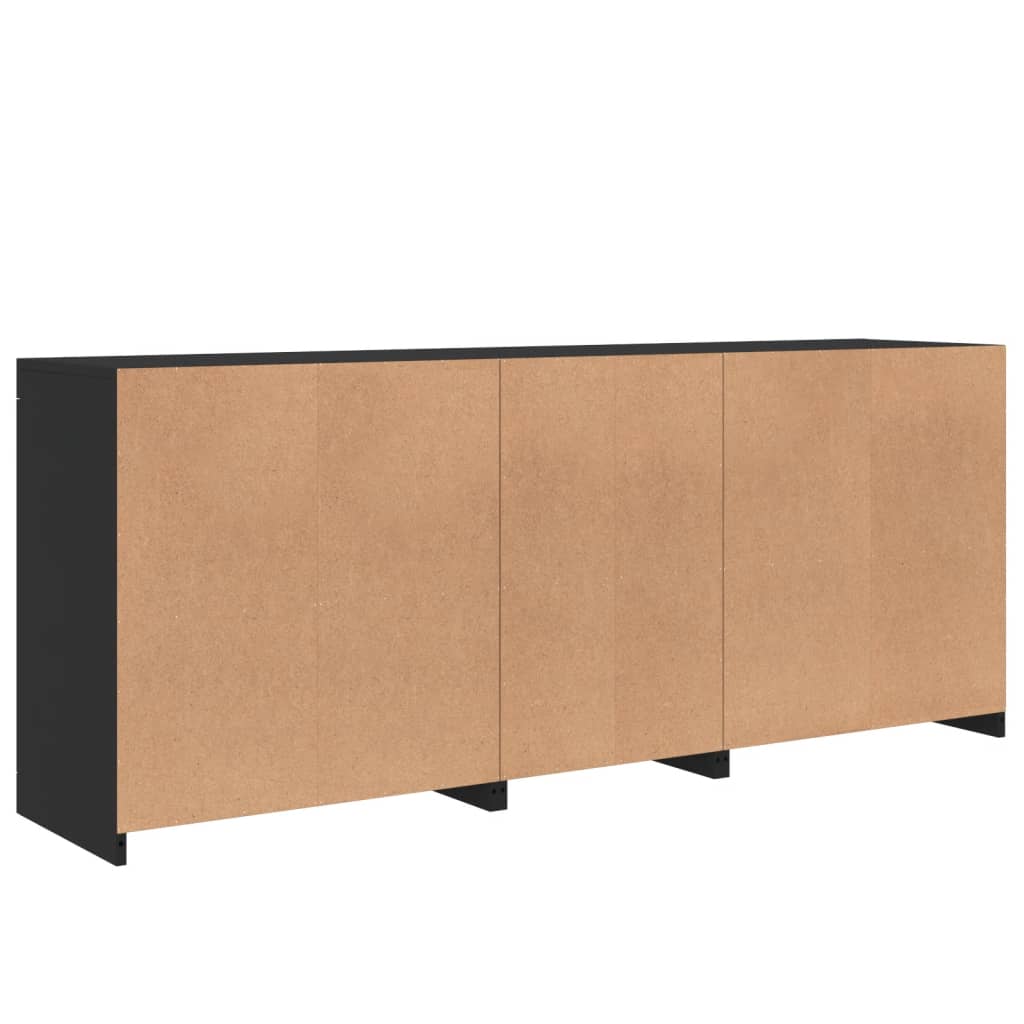 Skjenk Svart med LED-lys 162x37x67 cm