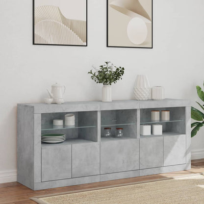 Skjenk Betonggrå med LED-lys 162x37x67 cm