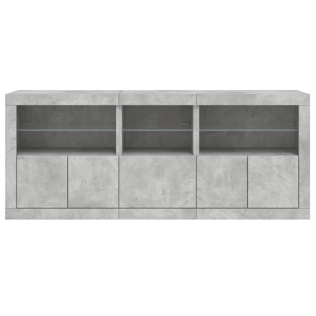 Skjenk Betonggrå med LED-lys 162x37x67 cm