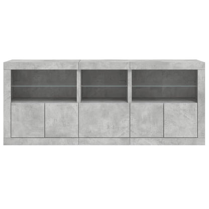 Skjenk Betonggrå med LED-lys 162x37x67 cm