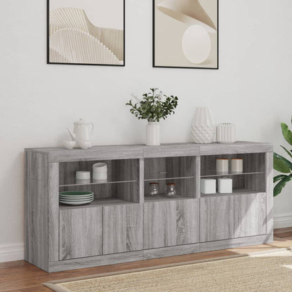 Skjenk Sonoma Grå med LED-lys 162x37x67 cm