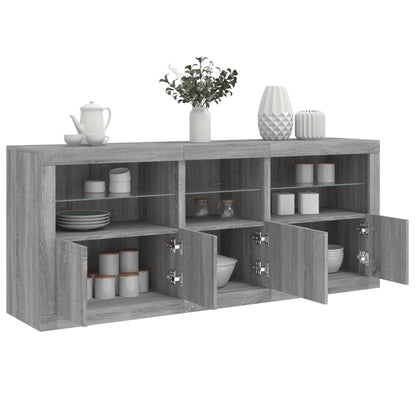 Skjenk Sonoma Grå med LED-lys 162x37x67 cm