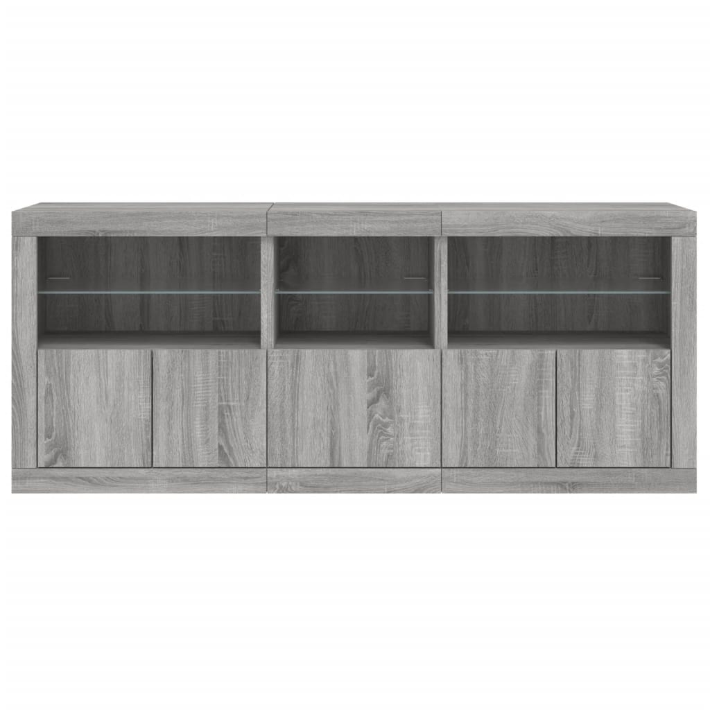 Skjenk Sonoma Grå med LED-lys 162x37x67 cm