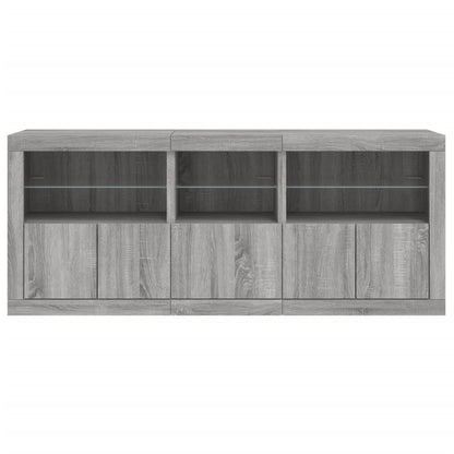 Skjenk Sonoma Grå med LED-lys 162x37x67 cm