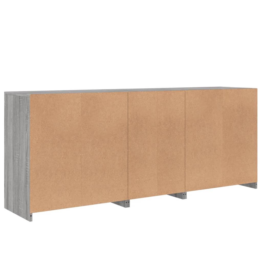 Skjenk Sonoma Grå med LED-lys 162x37x67 cm