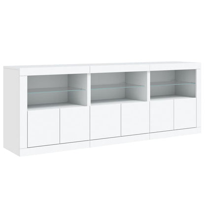 Skjenk Hvit med LED-lys 181,5x37x67 cm