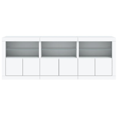 Skjenk Hvit med LED-lys 181,5x37x67 cm