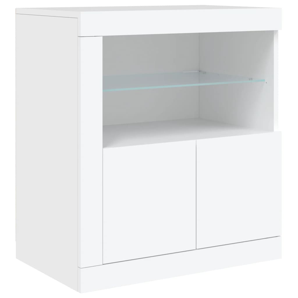 Skjenk Hvit med LED-lys 181,5x37x67 cm