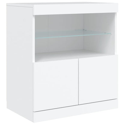 Skjenk Hvit med LED-lys 181,5x37x67 cm
