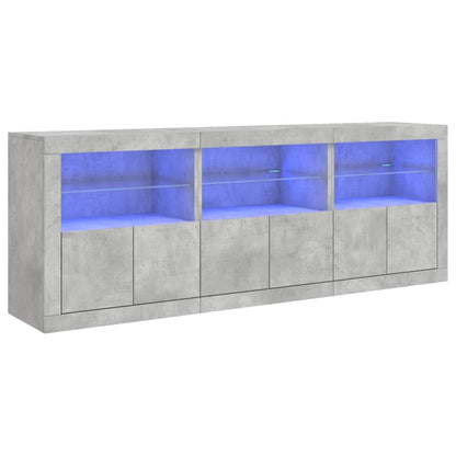 Skjenk Betonggrå med LED-lys 181,5x37x67 cm