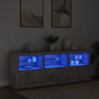 Skjenk Betonggrå med LED-lys 181,5x37x67 cm