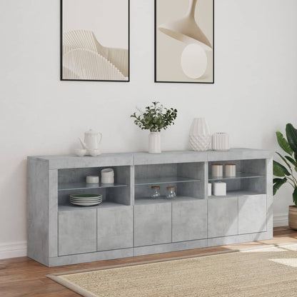 Skjenk Betonggrå med LED-lys 181,5x37x67 cm