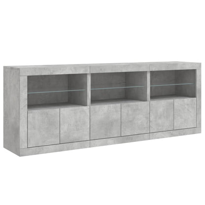 Skjenk Betonggrå med LED-lys 181,5x37x67 cm