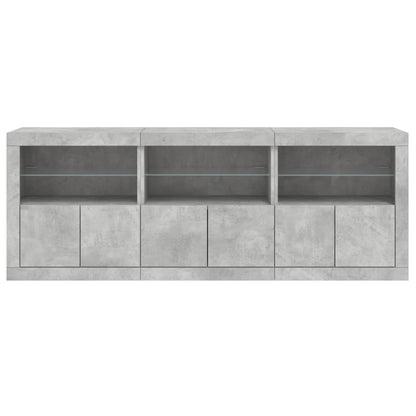 Skjenk Betonggrå med LED-lys 181,5x37x67 cm