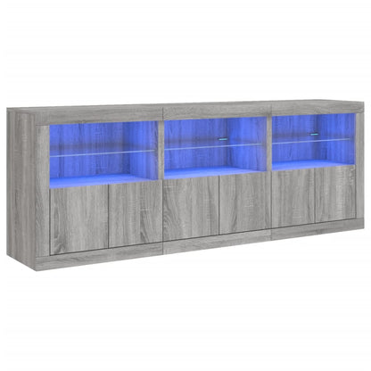 Skjenk Sonoma Grå med LED-lys 181,5x37x67 cm