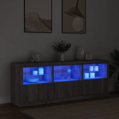 Skjenk Sonoma Grå med LED-lys 181,5x37x67 cm