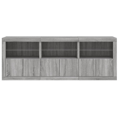 Skjenk Sonoma Grå med LED-lys 181,5x37x67 cm