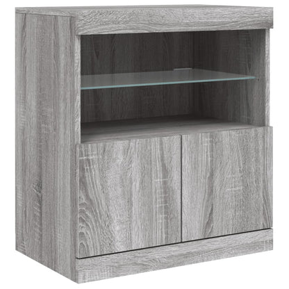 Skjenk Sonoma Grå med LED-lys 181,5x37x67 cm