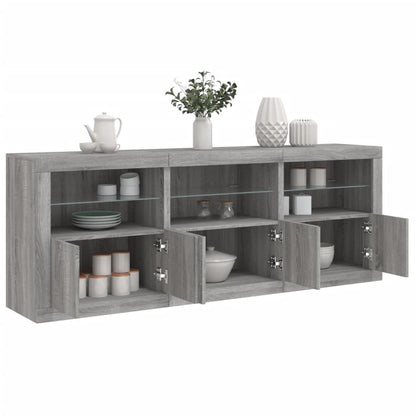 Skjenk Sonoma Grå med LED-lys 181,5x37x67 cm