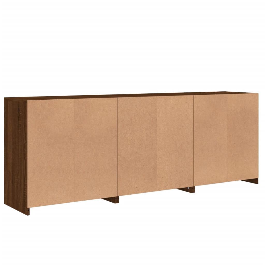 Skjenk Brun Eik med LED-lys 181,5x37x67 cm