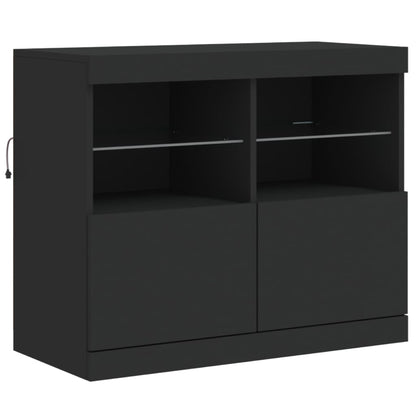 Skjenk Svart med LED-lys 202x37x67 cm