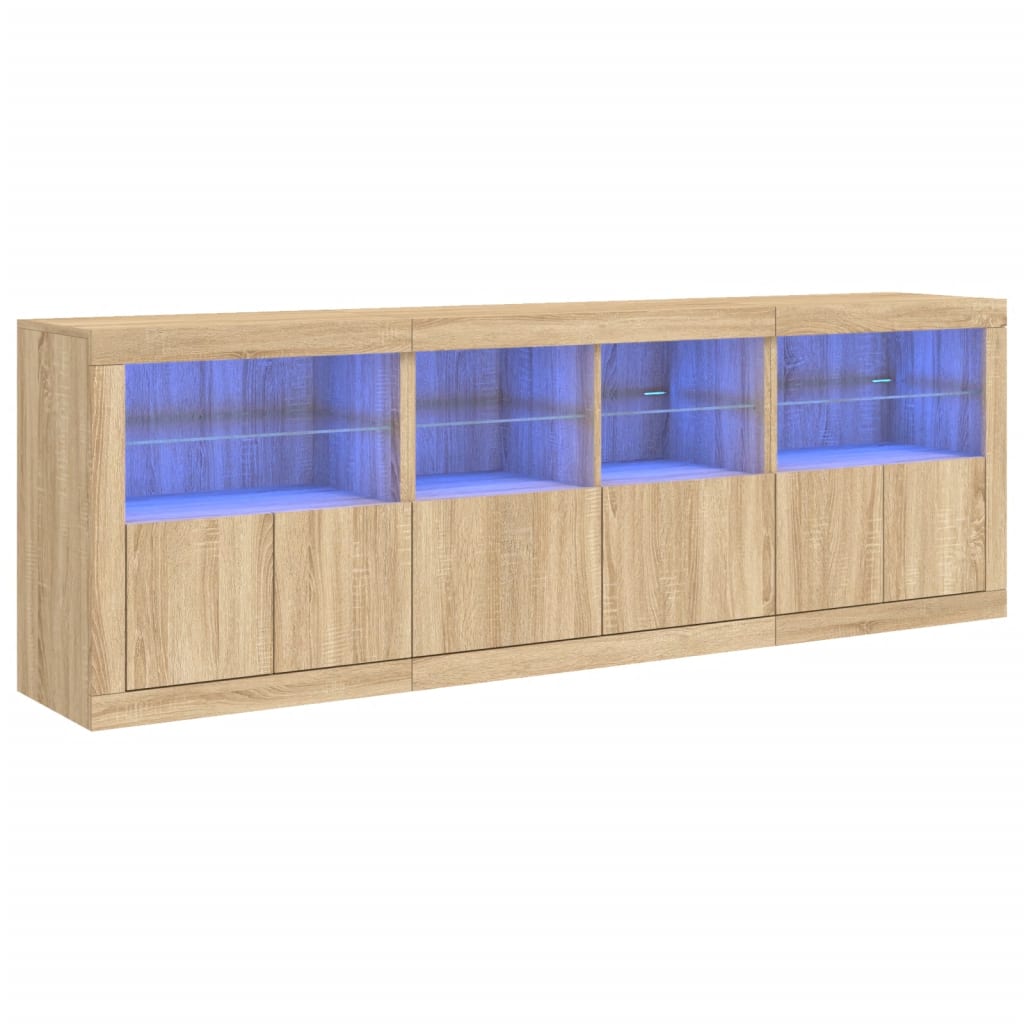 Skjenk Sonoma Eik med LED-lys 202x37x67 cm