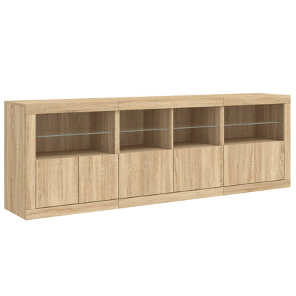 Skjenk Sonoma Eik med LED-lys 202x37x67 cm