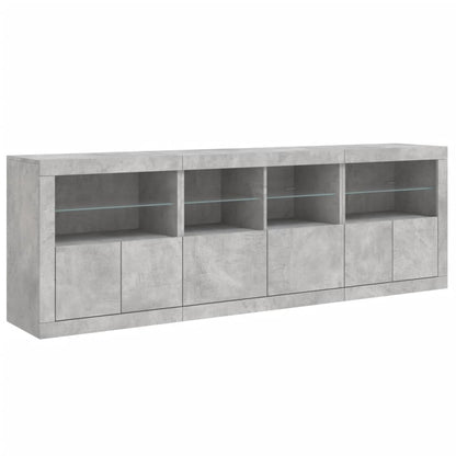 Skjenk Betonggrå med LED-lys 202x37x67 cm