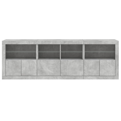 Skjenk Betonggrå med LED-lys 202x37x67 cm