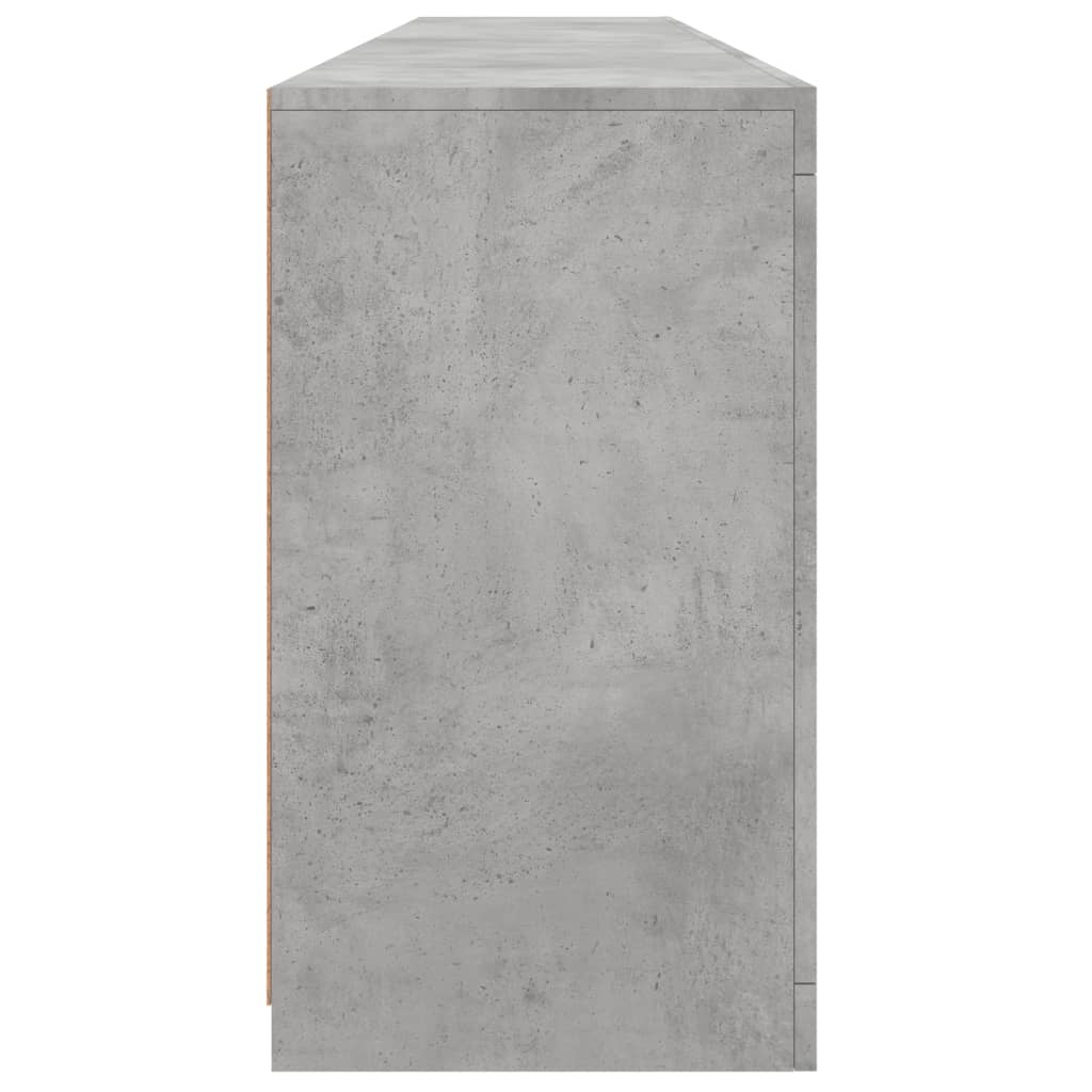 Skjenk Betonggrå med LED-lys 202x37x67 cm