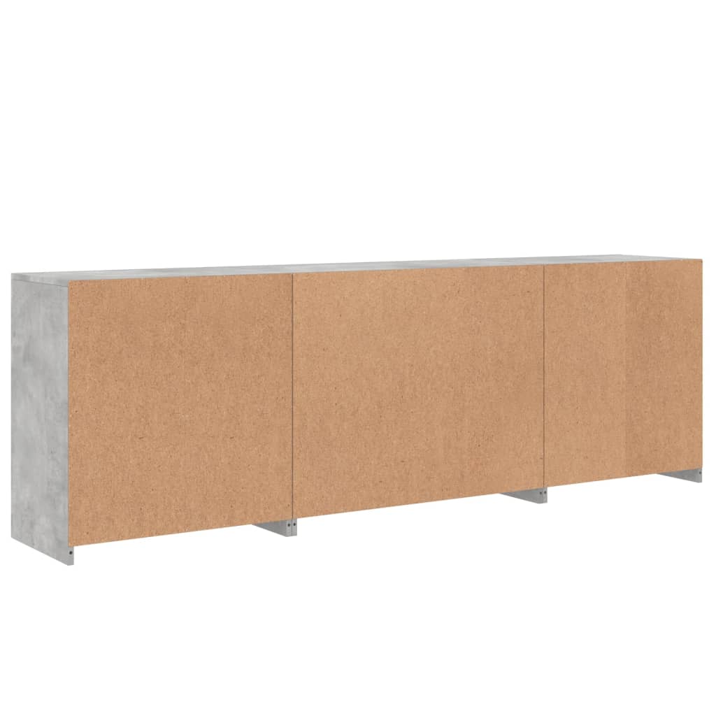 Skjenk Betonggrå med LED-lys 202x37x67 cm