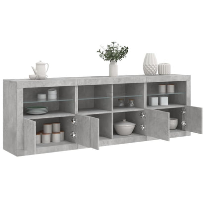 Skjenk Betonggrå med LED-lys 202x37x67 cm
