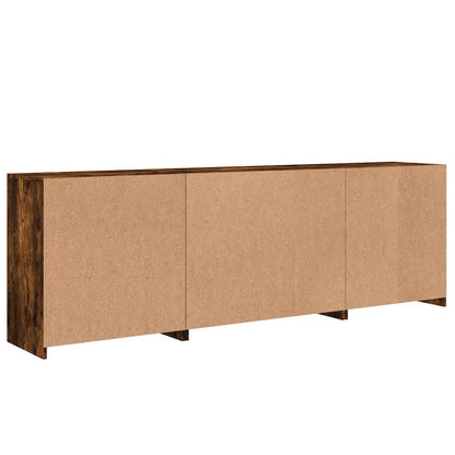 Skjenk med LED-lys røkt eik 202x37x67 cm