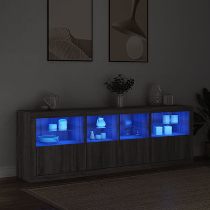 Skjenk Sonoma Grå med LED-lys 202x37x67 cm