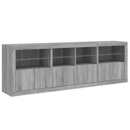 Skjenk Sonoma Grå med LED-lys 202x37x67 cm