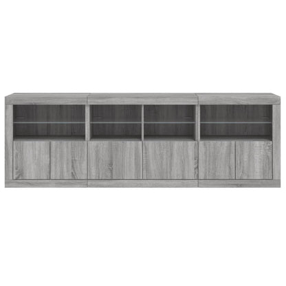 Skjenk Sonoma Grå med LED-lys 202x37x67 cm