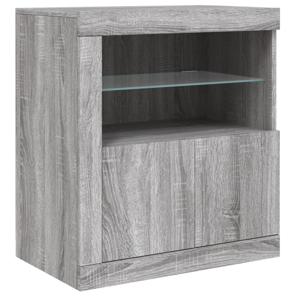 Skjenk Sonoma Grå med LED-lys 202x37x67 cm