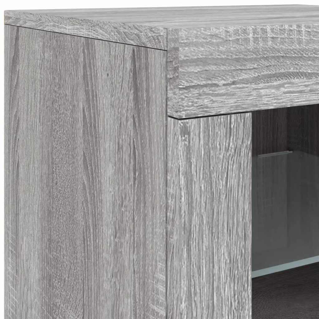 Skjenk Sonoma Grå med LED-lys 202x37x67 cm