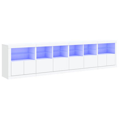 Skjenk Hvit med LED-lys 283x37x67 cm