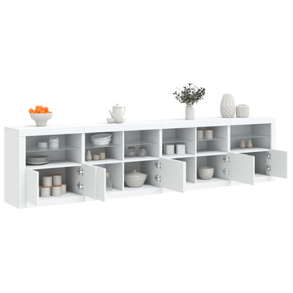 Skjenk Hvit med LED-lys 283x37x67 cm