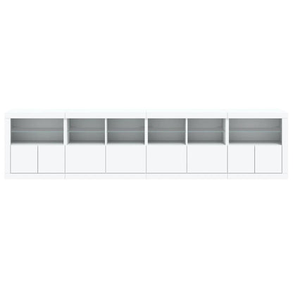 Skjenk Hvit med LED-lys 283x37x67 cm