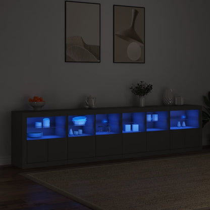 Skjenk Svart med LED-lys 283x37x67 cm