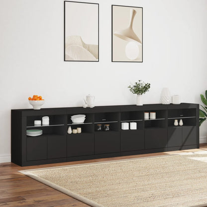 Skjenk Svart med LED-lys 283x37x67 cm