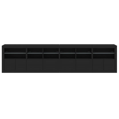 Skjenk Svart med LED-lys 283x37x67 cm