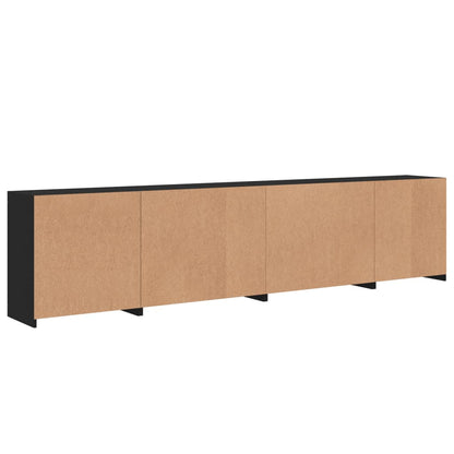 Skjenk Svart med LED-lys 283x37x67 cm